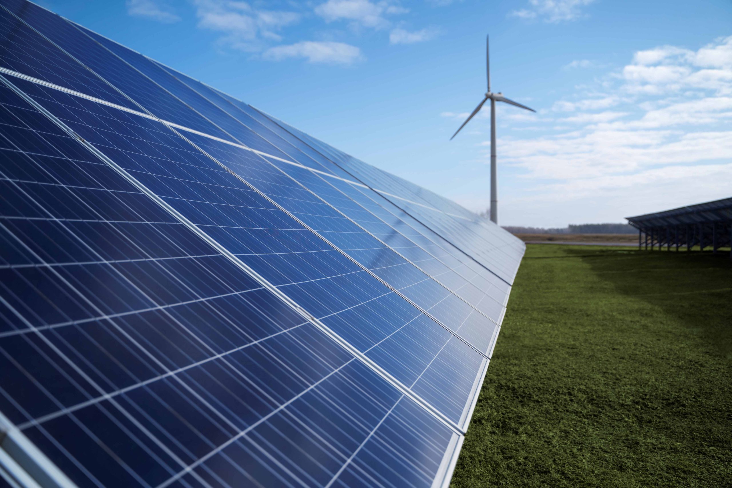 solar pannels wind power plant outside